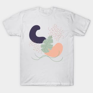 Abstract shapes lines and leaf digital design T-Shirt